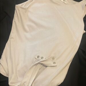 Forever 21 Cream Asymmetrical Sleeveless Bodysuit